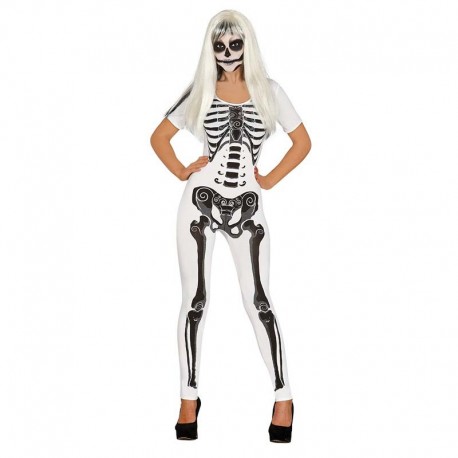 Disfraz de esqueleto chica blanco