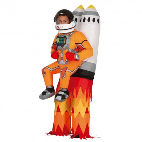 Disfraz de cohete con astronauta hinchable