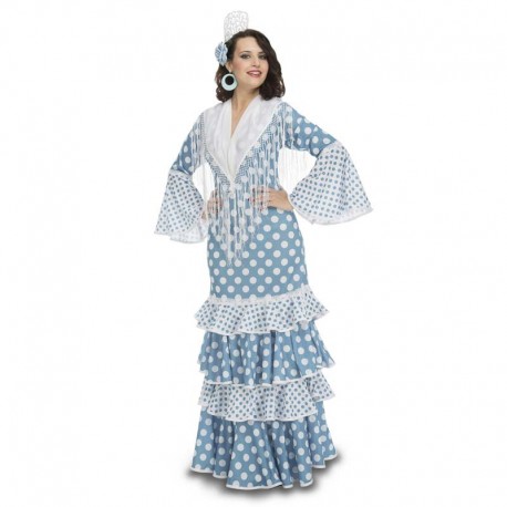 Disfraz de flamenca azul Talla S