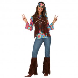 Disfraz de hippie margaritas chica talla L