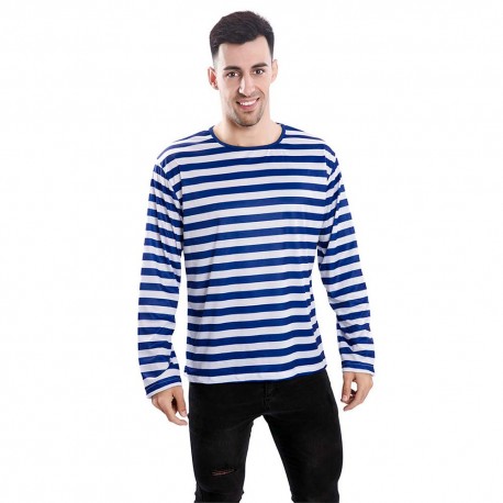 Camiseta de rayas blanca y azules talla M/L