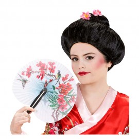 Peluca de Geisha con flores