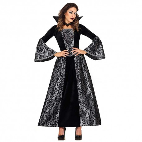 Disfraz de vampiresa gotica plateada talla M