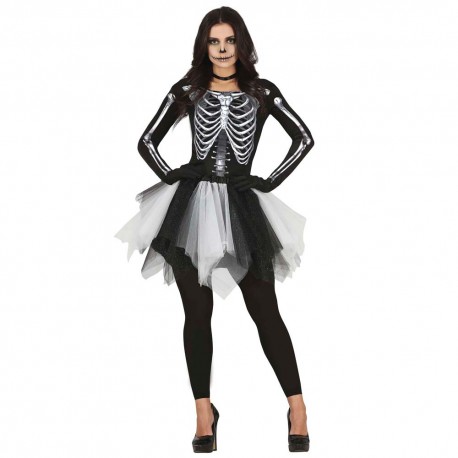 Disfraz de esqueleto chica con tul talla S