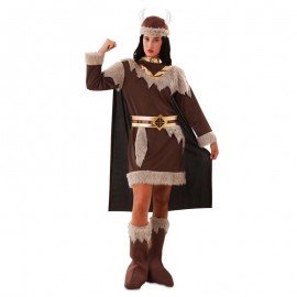 Disfraz de vikinga marron talla XL