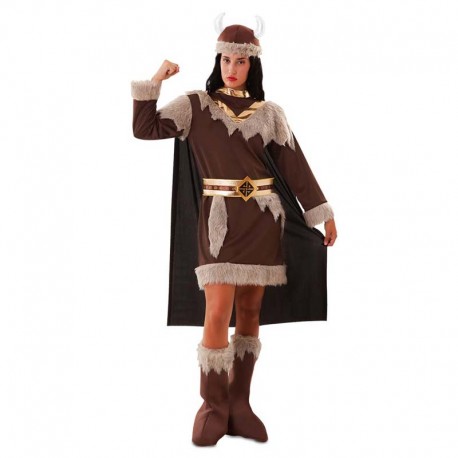 Disfraz de vikinga marron talla XL