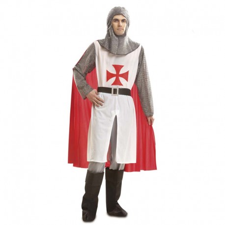 Disfraz de caballero medieval blanco cruz