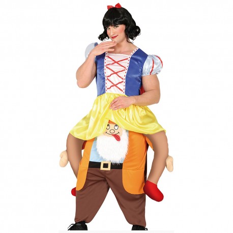 Disfraz de Blancanieves a hombros de enanito 