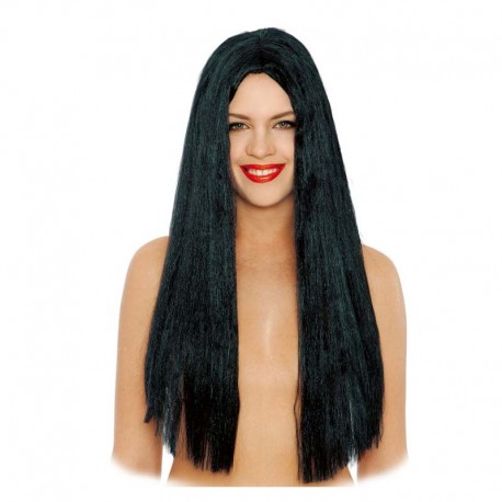 Peluca de melena lisa negra