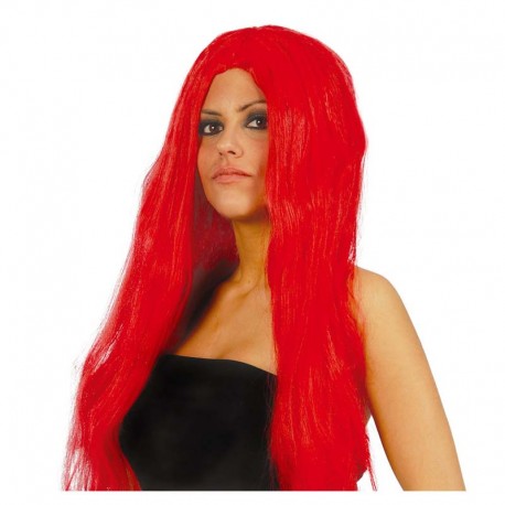 Peluca de melena lisa roja