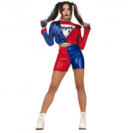Disfraz de Harley Quinn brillante talla M