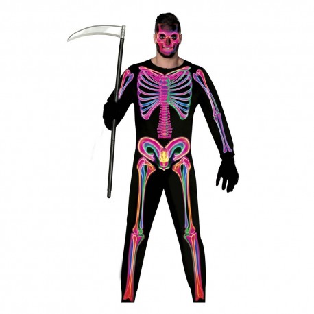 Disfraz de esqueleto chico neon talla L