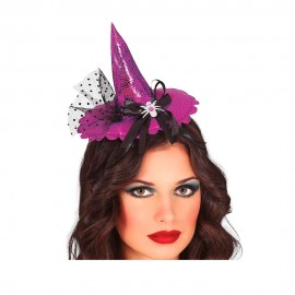 Diadema minihat bruja lila