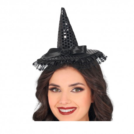 Minihat bruja lentejuelas negro