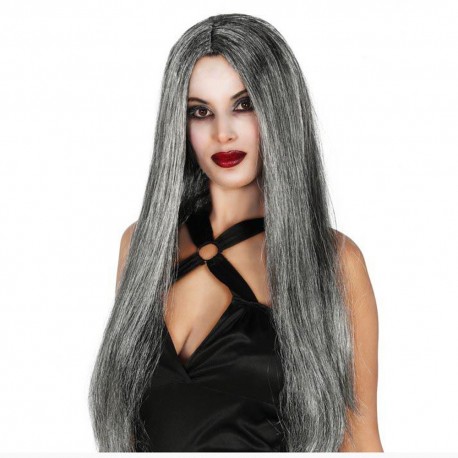 Peluca melena gris