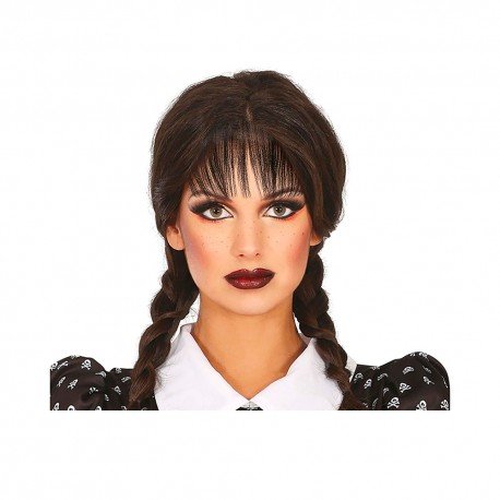 Peluca de Miercoles con flequillo