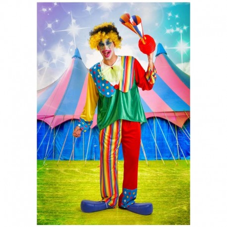 Puls - Disfraz de payaso de circo colorido para mujer, talla XXL, grande
