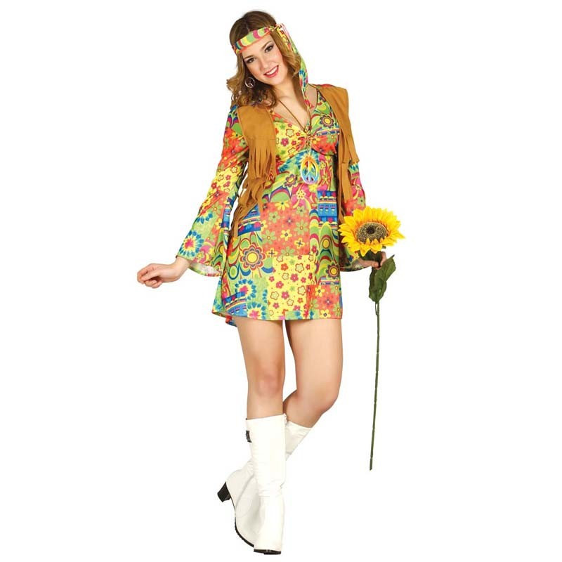 Mitones Aliviar eco ▷ Disfraz de hippie falda corta para adulto - Disfraces El Carrusel